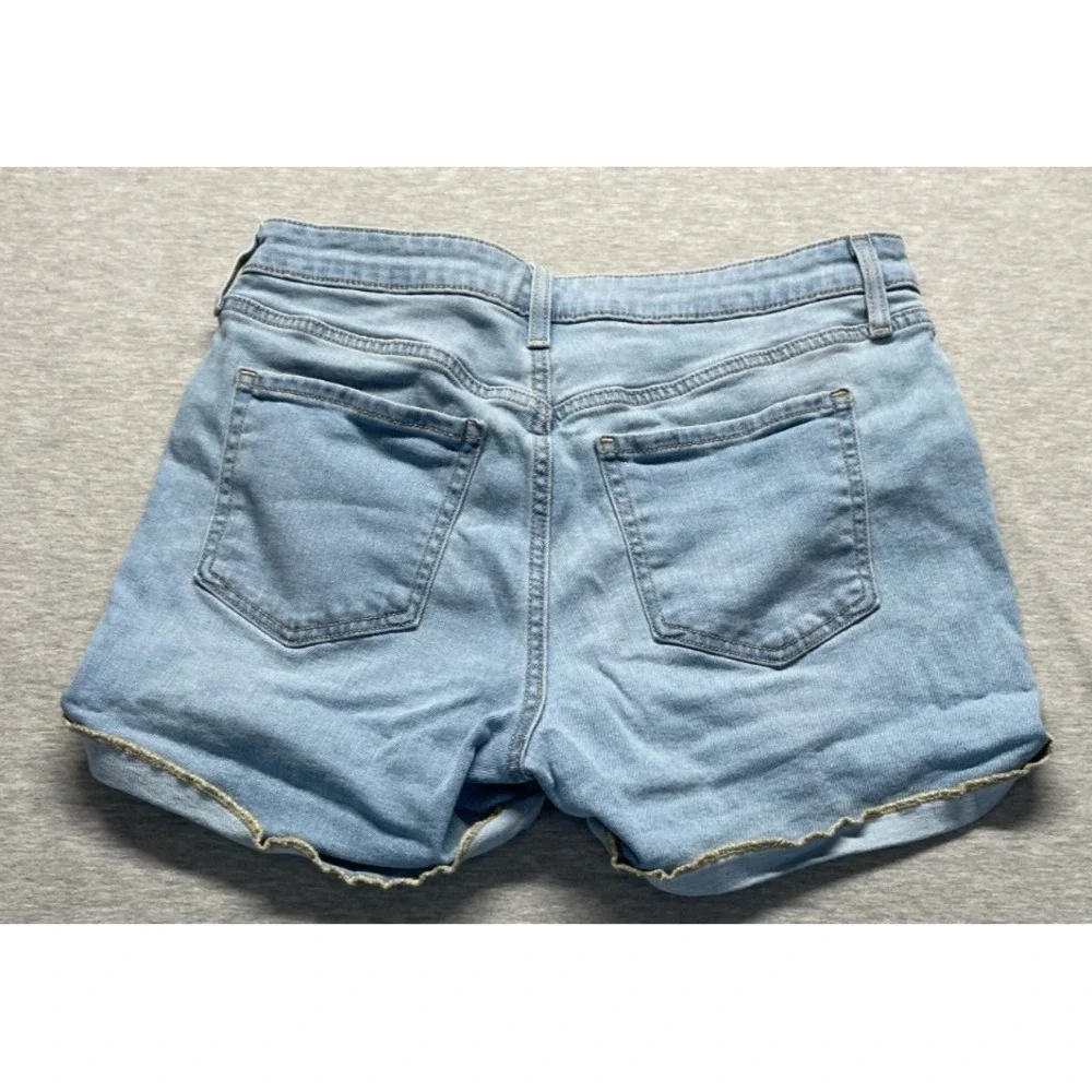 Old Navy Wow Shorts Womens 10 Blue Denim Cotton High Rise Stretch Cuffed Hem